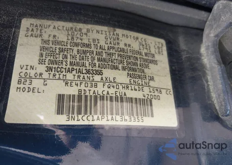 2010 Nissan Versa 1.6 from USA, damaged, VIN 3N1CC1AP1AL363355